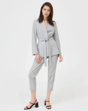 Light Grey Tie-Waist Co-Ord Set