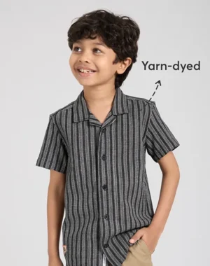 Urban Explorer Yarn-Dyed Vertical Textured Shirt – Charcoal & Ash