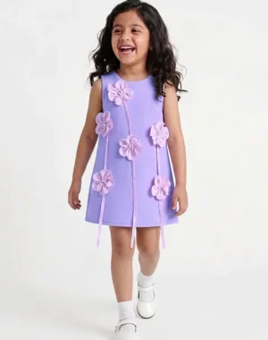 Lavender Blossom 3D Applique Shift Dress