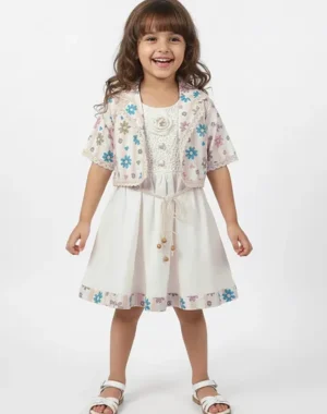 Little Primrose 2-Piece Eyelet Dress & Shrug Set – Vintage Ivory